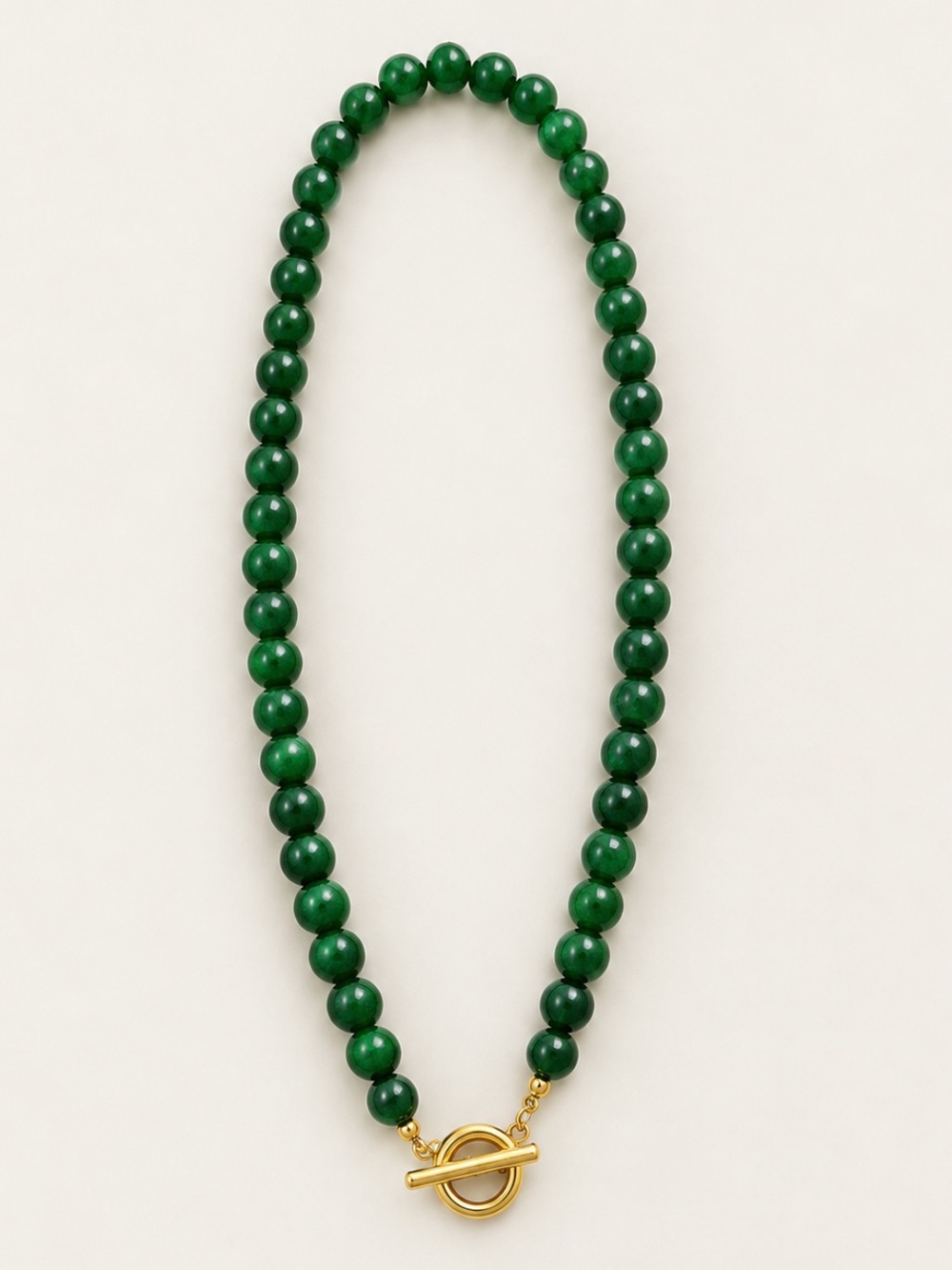 New! Green Beaded Colorful Gold Toggle Necklace NWOT